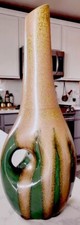 Studio Art Pottery Bud Vase with Turquoise & Black Drip Glaze — listing 2