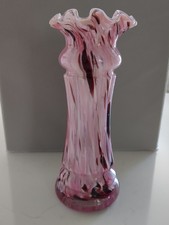 Small Hand-Blown Black & White Spatter Glass Rose Bowl Vase, 4.75" — listing 4