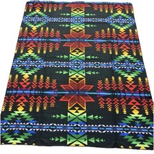 Vintage Pendleton Wool Camp Blanket Olive Green with Cream Stripes — listing 5