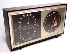 Vintage Taylor Instruments Weather Station Barometer & Thermometer in Broken-Arch Wood Case