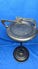 Vintage Art Deco Smoking Stand with Pink Ceramic Sand Dollar Ashtray on Brass Frame — listing 5