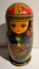 Russian Matryoshka Nesting Dolls, 5-Piece Set, Red with Pink Roses — listing 2