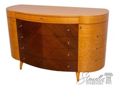 Antique Birdseye Maple Serpentine 4-Drawer Vanity Dresser with Lyre-Form Oval Mirror — listing 5