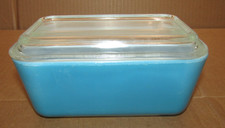 Vintage Pyrex 502-B Blue Refrigerator Dish with Ribbed Glass Lid — listing 4