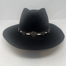 Harley-Davidson Black Wool Felt Western Cowboy Hat, Size Large — listing 4