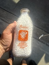 Vintage Embossed Glass One Quart Liquid Milk Bottle — listing 3