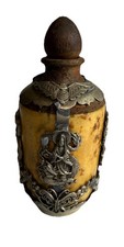Chinese Export Pewter and Bone-Panel Wine Ewer with Foo Dog Finial and Matching Tea Caddy