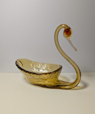 Amberina Cadmium Glass Covered Swan Dish and Baby Bootie/Boot Toothpick Holder Set — listing 5