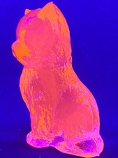 Green Uranium Glass Sitting Persian Cat Figurine, 5 inches — listing 5