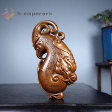 Chinese Dragon and Phoenix Resin Figurine Pair on Wood Base — listing 4