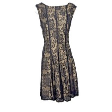 Dressbarn Collection Black Tiered Lace Dress with Nude Underlay, Size 14 — listing 4