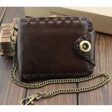 Vintage Cognac Brown Leather Flap Shoulder Bag with Multi-Strand Gold Chain Strap — listing 4