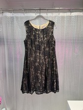 Dressbarn Collection Black Tiered Lace Dress with Nude Underlay, Size 14 — listing 6