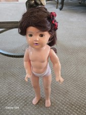 Vintage Composition Doll with Molded Painted Face, Floral Dress and Headscarf, listing 6
