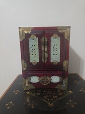 Chinese Rosewood Jewelry Box with Brass Shou Longevity Symbol and Ornate Latch — listing 4