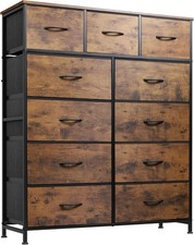 Vintage Rustic Wood-Grain Chest of Drawers with Wrought-Iron Style Handles — listing 3