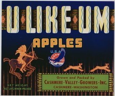 Vintage Mt. Cashmere Brand Apple Crate Label - L.E. Larson, Wenatchee, Washington