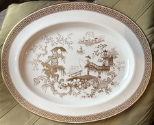 Rust/Burnt Orange Chinoiserie Gilt-Decorated Serving Platter with Grapevine Border — listing 6