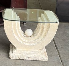 Pair of Mid-Century Cut Glass Cube Base Table Lamps with Brass Stems — listing 2
