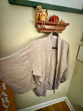 Vintage Silk Embroidered Kimono/Robe with Golden-Yellow Ground and Figural Roundels