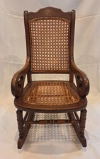 Antique Victorian Lincoln Rocker with Scrolled Arms and Tapestry Upholstery — listing 3