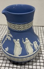 Wedgwood Sage Green Jasperware Milk Jug/Pitcher with Martin's Patent Hanley Hinged Metal Lid — listing 3
