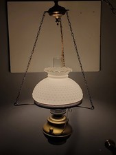 Vintage Milk Glass Hurricane Table Lamp with Hand-Painted Floral Decoration — listing 5