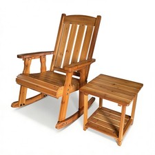 Vintage Wooden Slat-Seat Rocking Chair with Additional Wood Furniture Pieces — listing 4