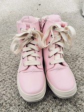 Girls' Pink Crochet Lace High-Top Sneaker Boots with Metallic Cap Toe — listing 3