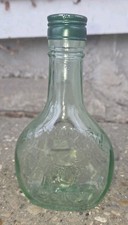 Vintage Almaden Green Glass Wine Bottle with Embossed Barrel & Grapes Motif — listing 6