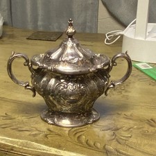 Vintage GMCo Silverplate Two-Handled Covered Sugar Bowl (Hotel/Restaurant Ware)