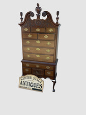 mahogany highboy dresser Vintage Chippendale Style Flame Mahogany Highboy Chest of Drawers — listing 6