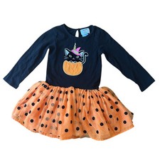 Counting Daisies Girls Halloween Pumpkin Dress with Sequin Skirt, Size 4/5 — listing 6
