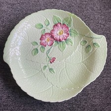 Carlton Ware Green Leaf-Form Serving Dish with Branch Handle — listing 4