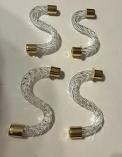 Vintage 5-Arm Cut Crystal Glass Chandelier with Faceted Prism Drops — listing 5