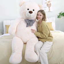 Plush Teddy Bear with Cream Cable-Knit Sweater and Stocking Cap