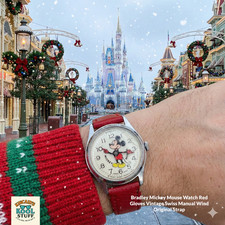 Vintage Bradley Time Mickey Mouse Mechanical Wind-Up Watch