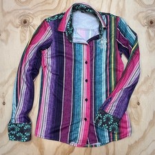 Thunderbird Brand Men's Cream Polka Dot Western Snap Shirt with Southwestern Print Contrast Collar & Cuffs, Size M — listing 4