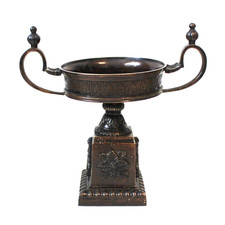Grand Tour Style Patinated Bronze Tazza / Kylix Urn on Burlwood Plinth — listing 4