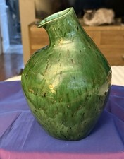 Studio Art Pottery Ribbed Bud Vase with Lavender & Tan Drip Glaze — listing 3