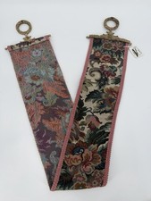 Vintage Needlepoint Floral Bell Pull Tapestry with Brass Hardware — listing 5