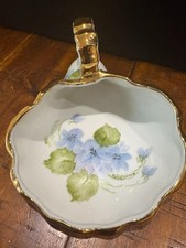 Hand-Painted Cobalt & Gold Gilt Porcelain Twin-Handled Urn Vase Mounted as Lamp, Scenic Lake Sunset Landscape