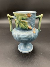 American Art Pottery Brown Molded Vase with Bird and Berry Relief (Roseville Bushberry style) — listing 3