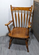 Ethan Allen Georgian-Style Gainsborough Library Armchair with Mahogany Carved Frame and Gold Striped Silk Upholstery — listing 5