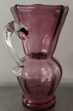 Victorian Cranberry Glass Ruffled-Rim Water Pitcher with Hand-Painted Enamel Floral Decoration — listing 6