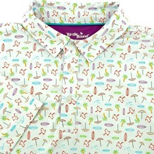 Birdie Bound Men's Parrot Print Golf Polo Shirt, Navy Blue, Size XL — listing 3