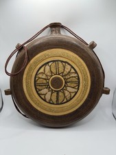 Middle Eastern Decorative Pilgrim Flask with Hand-Painted Wood Neck and Blown Glass Body — listing 4