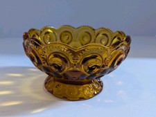 Amber Moon and Star Glass Footed Compote / Crimped Ruffle-Rim Vase — listing 5