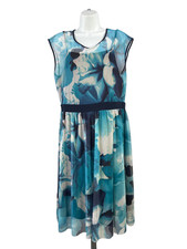 Dress Barn Black and White Circle Print Sheath Dress with Button Waist Tabs, Size 14 — listing 2
