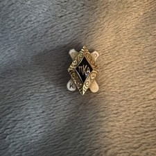 Antique Kite-Shaped Fraternity / Sorority Enamel Badge Pin with Seed Pearls Yes - Greek letters — listing 4